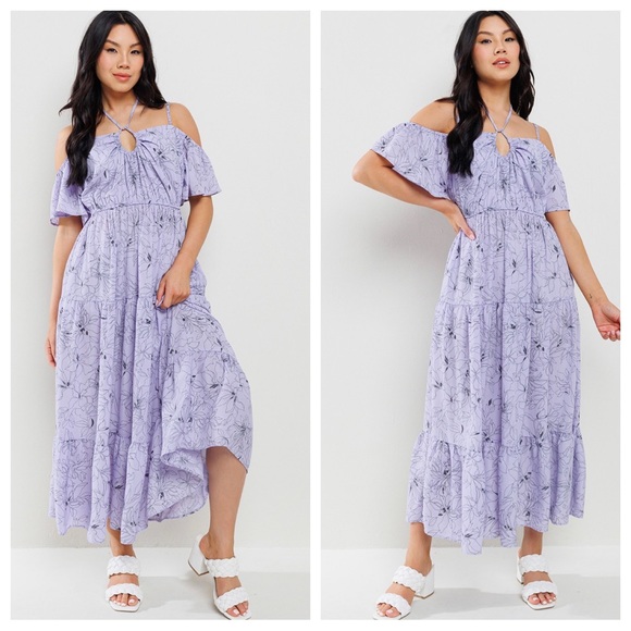 30 Boho Floral Off Shoulder Ruffle Tiered Maxi Dress - Picture 4 of 7